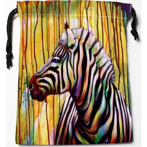 Best Zebra Art Drawstring Bags Custom Storage Printed Receive Bag Type Bags Size 18X22cm Storage Bags