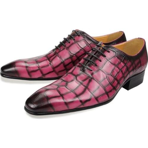 Mens Custom Luxury Wedding Shoes for Man Leather Dress Handmade Casual Formal Shoes Pointed Toe Gingham Lace-up Party Men Shoes