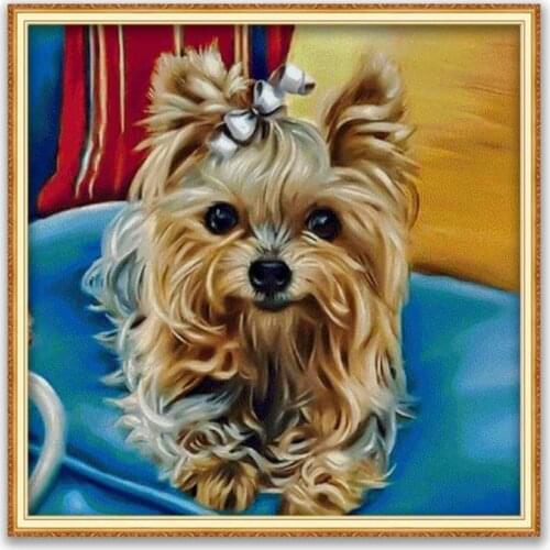 Animal Yorkshire Terrier DIY 11CT Embroidery Cross Stitch Kits Needlework Craft Set Cotton Thread Printed Canvas Home Decoration