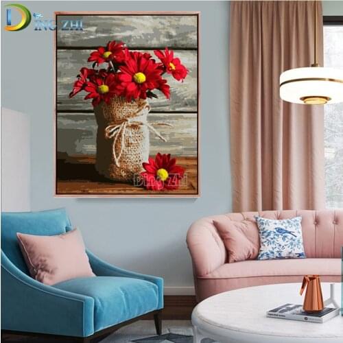 New Diamond Embroidery 5D"Red Gerbera" 2021 Diamond Painting Full Square Round Flower Still Life Picture Diamond Mosaic Beadwork
