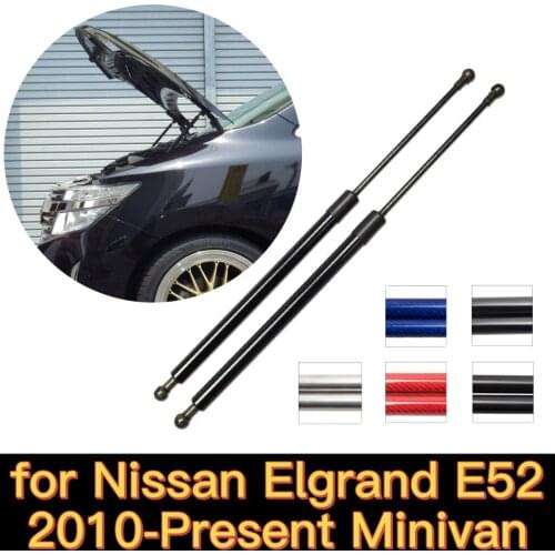 For 2010-2020 Nissan ELGRAND TNE52 Front Hood Bonnet Gas Struts Lift Support Shock Damper Carbon Fiber