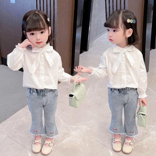 Baby Girl Shirt New 2021 Cute Fashion Spring Autumn White Kids Clothes Children Long Sleeve