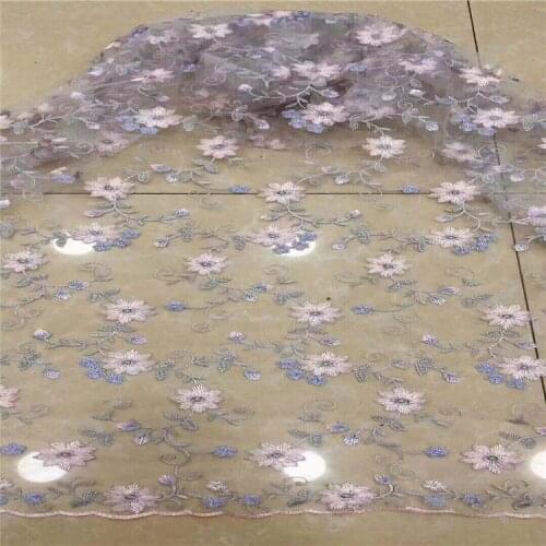 Mesh Bottom Multi-Color Flower Embroidery Lining Womens childrens Clothing Skirt Wedding Dress Embroidery Fabrics