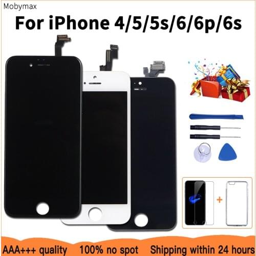 AAA+++ LCD Display For iPhone 6 Check&Test Touch Screen Replacement for iPhone 5 5s 6plus 6s 4+Tempered Glass+Tools+TPU Case