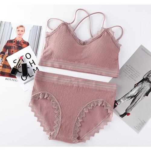 Sports Women Bra Panties Set Push Up Sexy Bra Set Cross Strap Women Seamless Active Bra Lingerie Set Fitness Top Underwear