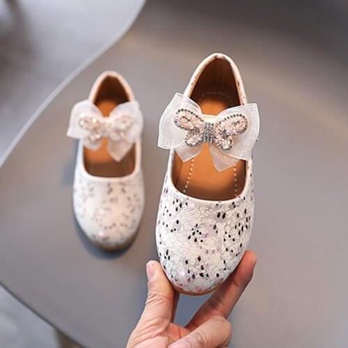 TELOTUNY Children shoes Kids Baby Girls Crystal Butterfly-Knot Princess Shoes PU Leather Soft-Sole Dress Party Single Shoes 2021