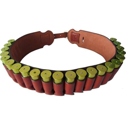 Tourbon Tactical Hunting Gun Accessories Brown Real Leather 12 Gauge Bandolier Shotgun Shell Holder Cartridge Ammo Belt 89-106CM