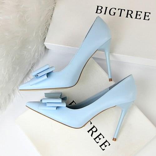 BIGTREE Shoes Bow-knot Pumps Women High Heels 2022 Fashion Women Heels Lady Stiletto Shoes Wedding Shoes Classic Pumps Footwear