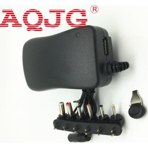 EU 30W Universal Charger AC/DC Adapter Switching Power Supply with 6 Selectable Adapter Plugs, Suitable for 3 V to 12 V Device