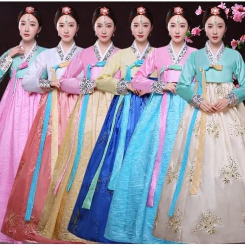 Women Korean Clothing Oriental Dance Costume Standard Dance Dresses Korean Hanbok Dress Minority Dance Performance Dress SL1556