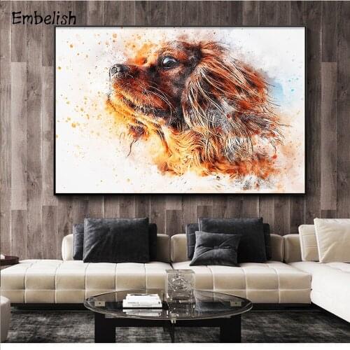 1 Pieces Watercolor Red Dog Head Animals Wall Art Pictures For Living Room Modern Home Decor Posters HD Canvas Oil Paintings