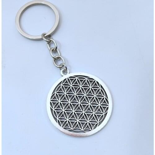 1Pcs Flower of Life Buddhist Keychain Long Chain Seed of Life Sacred Geometry Jewelry Fleur De Vie Yoga Namaste Keychain