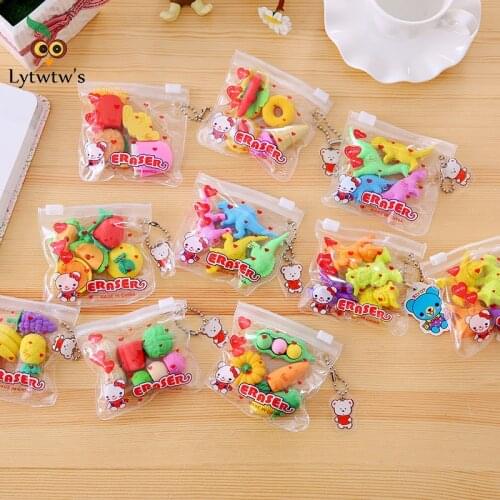 1 Pack Lytwtws Lovely Cute Kawaii Material Rubber Stationery School Supplies Creative Novelty Kid Gift Fruit Cake Pencil Eraser