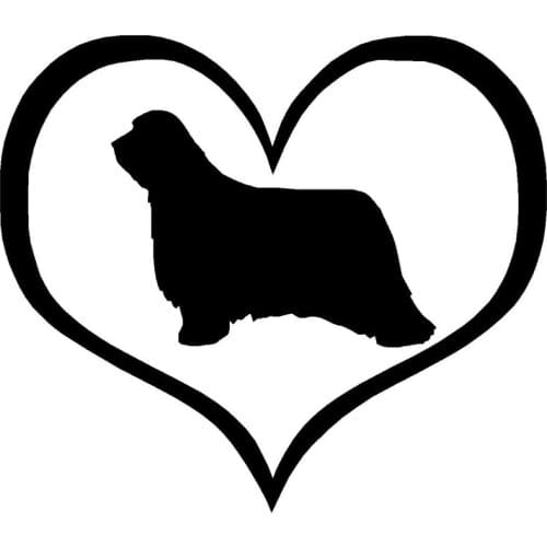 10.9*9.5CM Bearded Collie Dog Heart Vinyl Decal Car Window Decorative Stickers Accessories Black/Silver C6-0224