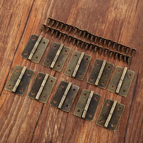 10Pcs Antique Bronze Cabinet Hinges Furniture Decoration Door Drawer Decorative Mini Hinge 30*21mm For Jewelry Wooden Box
