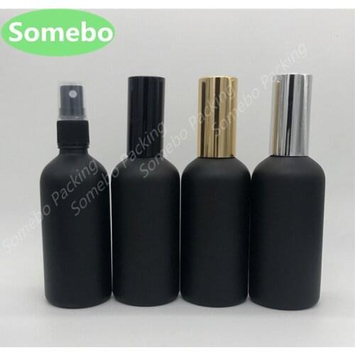 100ML Matt Black Glass dropper bottles Glass Essential Oil Bottle With Fine Mist Sprayer Essential oil 100cc Black Glass Bottle