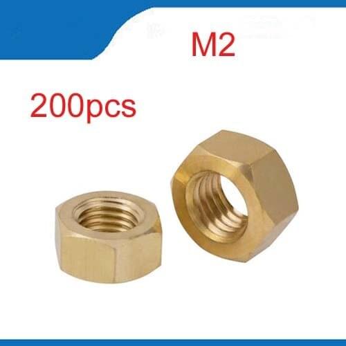 200pcs/Lot M2 Brass Hexagon Nuts Screw Nuts Hex Brass Nuts Free Shipping