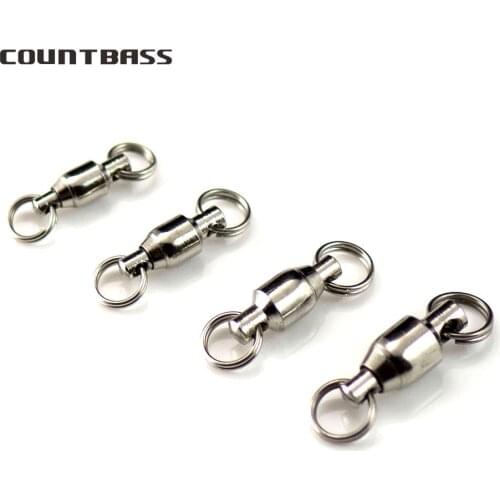 50pcs Super Quality Ball Bearing Swivel With Split Rings Connector, Size 1,2,3,4 Selection, Fishing Accessories