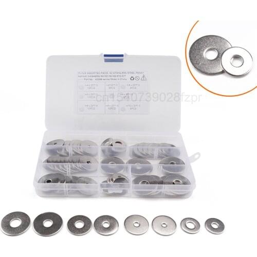 75 Boxed Extra Large Washers Stainless Steel 304 / 8 Kinds of Enlarged Flat Washers A2-70 / c Extra Large Washers
