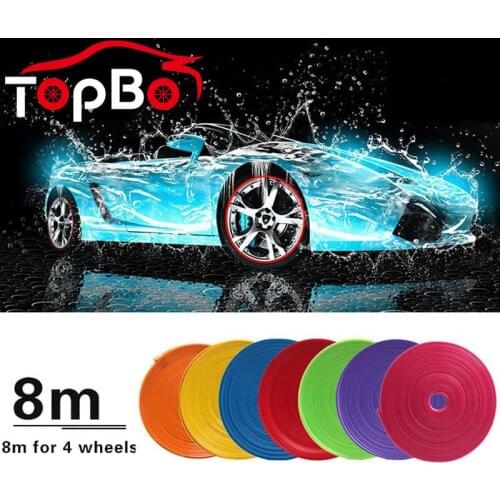 8M Car Wheel Rims Protector Strip Vehicle Rim Sticker Decorative Strip Moulding Trim Guard Line Styling Auto Accessories