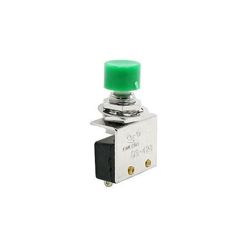 8mm Thread Dia Momentary 1 NO Green Cap Push Button Switch AC 250V 3A