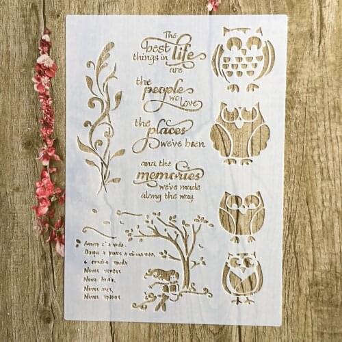 A4 29 * 21cm owl DIY Stencils Wall Painting Scrapbook Coloring Embossing Album Decorative Paper Card Template