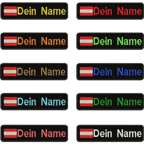 Austrian flag Austria 10X2.5cm Embroidery Custom Name Text Patch Stripes badge Iron On Or Velcro Backing Patches For Backpack