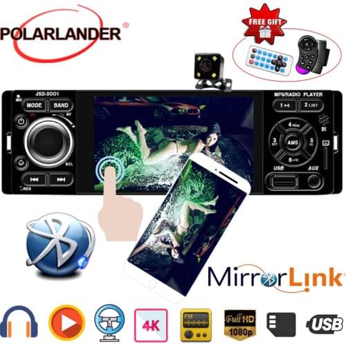 1 din 3001 car radio Mirror link Auto Radio 4 inch Touch screen autoradio Bluetooth USB FM Auto Audio stereo Rear View Camera