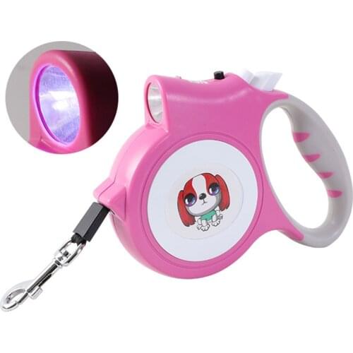 Dog Automatic Retractable Leash Pet Outdoor Travel Harness Nylon Rope Leash LED Lights Glow At Night Puppy Accessories Supplies