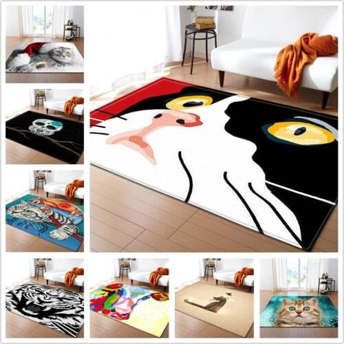 Colour Cartoon Carpet Kids Room Decor Carpets Cute Pets Cat Children Play Crawl Mats Soft Flannel Living Room Bedroom Area Rugs
