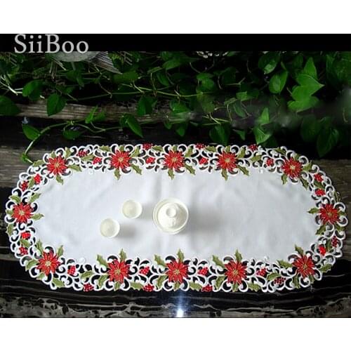 Floral embroidery hollow lace table runner Coasters table cover for Christmas decoration home textile decor Free shipping SP3814