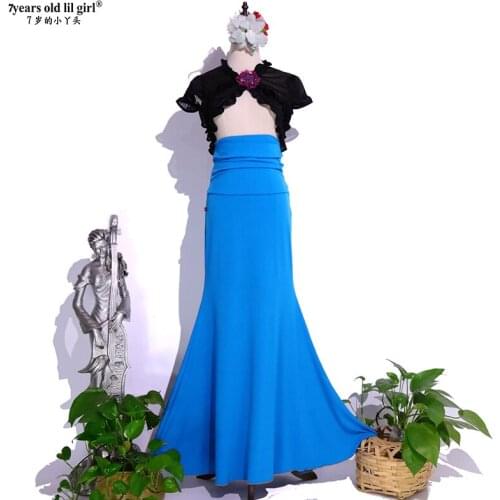 Spanish Flamenco Dance Practice Dress Skirt Multilayer Women Wear Fishtail ESS22