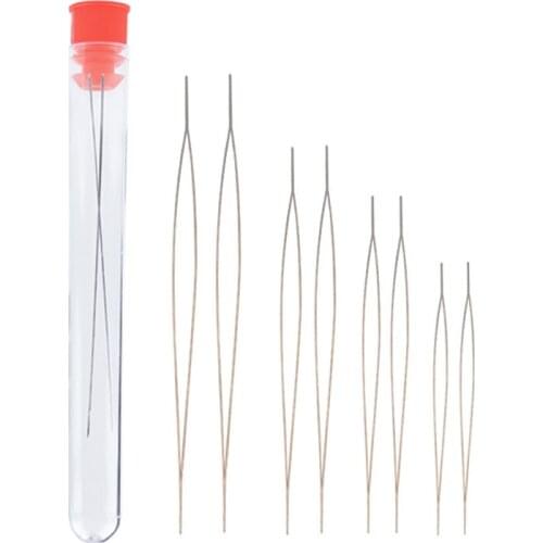 Lacoogh Set Central Opening Curved Beading Needles Stainless Steel Tools Pins for bead Threading String Cord Easy Jewelry Making