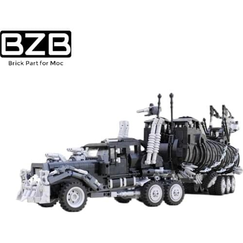 BZB MOC Creative City Truck High-tech War Equipment The War Rig Modified Car Building Block Model Kids Toys Boys DIY Best Gifts