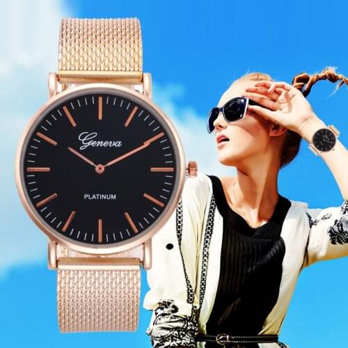 Best-selling abroad womens watches gold mesh soft belt Women watch Geneva girls clock women fashion bracelet woman wristwatches