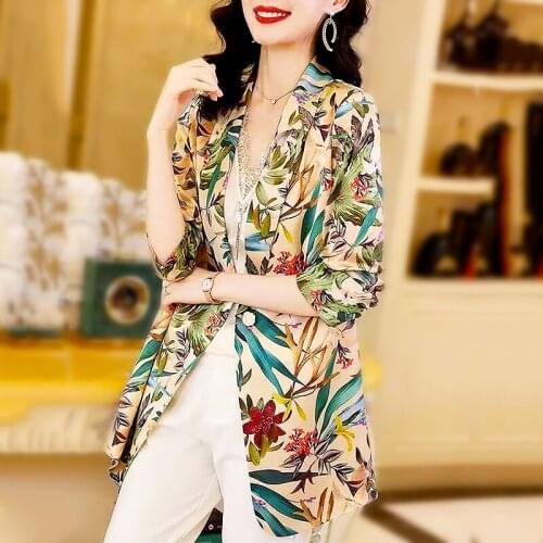 Fashion High Streetwear Casual Jackets Womens Tops Half Sleeve Printed Coat Womens Jacket Casaco Feminino Ladies Clothes LS129