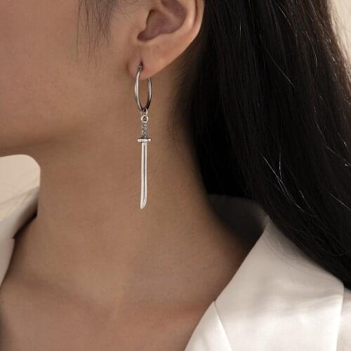 Fashion Jewelry Drop Earrings Personality Design Metal Alloy Round Sword Dangle Earrings For Women Accessories Gifts