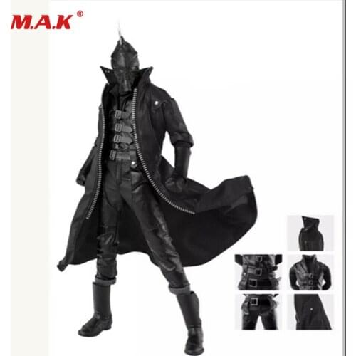 Male Black Leather 1:6 Overcoat Coat Windbreaker Clothing Suits Model CC224 F Doll