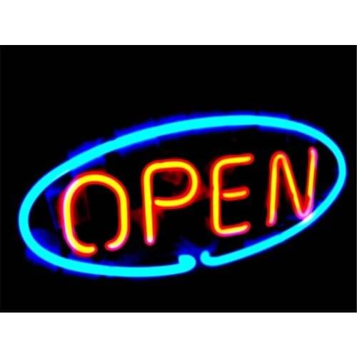 NEON SIGN For OPEN SIGN Signboard REAL GLASS BEER BAR PUB display christmas Light Signs 17*14"