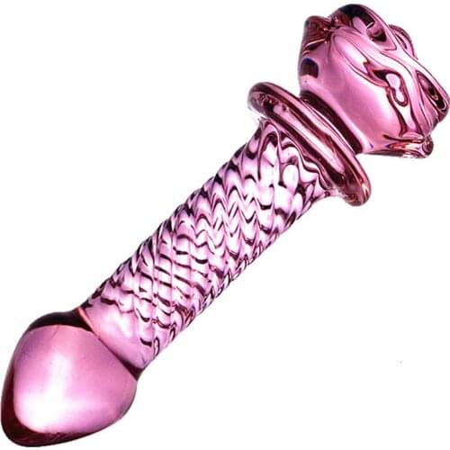 New Pink Crystal Rose Big Fake Pyrex Glass Dildo Anal Dildo Penis Sex Toys for Women Man Gay Adult 18+ Erotic Accessories