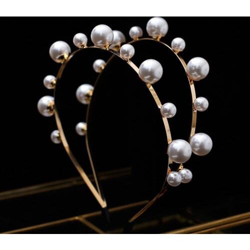 Luxury Fashion Pearls Hair band Princess Tiaras Crown Headbands Bridal Wedding Dress Accessories Party Hair Jewelry
