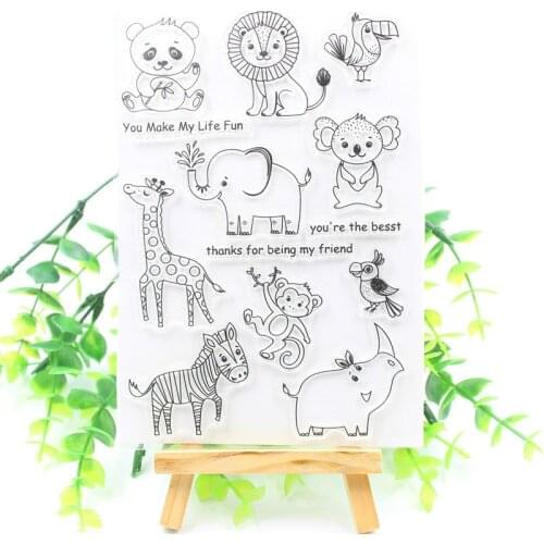 Wild Animals Transparent Clear Silicone Stamps for DIY Scrapbooking/Card Making/Kids Christmas Fun Decoration Supplies