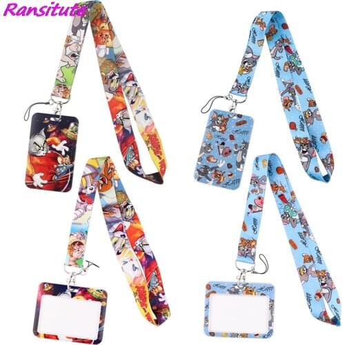 Ransitute R1679 Cartoon Cat Mice Lanyard For Friend Key ID Card Gym Phone Straps USB Badge Holder DIY Hang Rope Lariat Lanyard