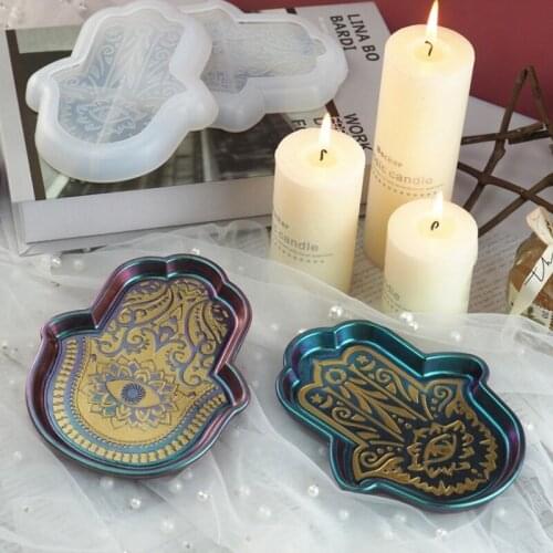DIY Resin Silcone Mold Fatimas Hand Gods Eye Palms Dish Silicone Mirror Mold Crystal Epoxy Mould Making Tools