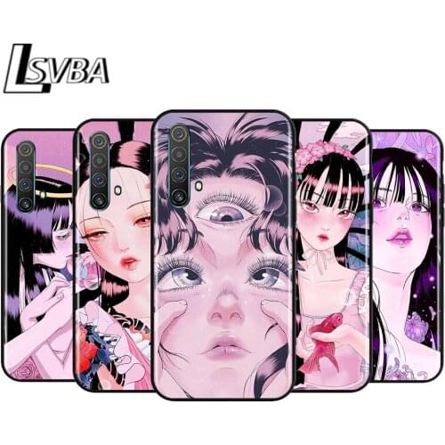 Shintaro kago Horror cartoons for OPPO Realme V15 X5 X3 X50 X7 X2 C17 C11 C3 C2 7 7i 6 6S 6i 5 3 2 Pro Soft Black Phone Case