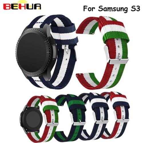 Replacement Fine Woven Nylon Adjustable Replacement Band Sport Strap for Samsung Gear S3 Frontier / S3 Classic Watch band Strap