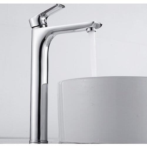 Basin Faucet Tall Modern Counter Top Basin Mixer Taps Bathroom Sink Tall Chrome Faucet Deck Mounted Single Hole Grifo