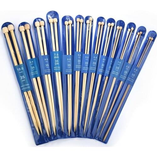 2PCs/Set 35cm Straight Knitting Needles Bamboo/Stainless Steel Crochet Hook DIY Sweater Weave Knitting Tools Sewing Accessory