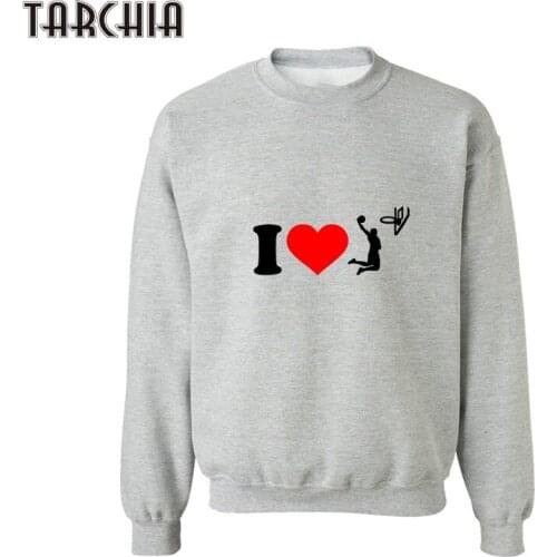 TARCHIA Mens Autumn I LOVE BASKE BALL Printed Hoodies 2021 New Men Casual Jacket Casual Pullovers Sweatshirts Plus Size XXL