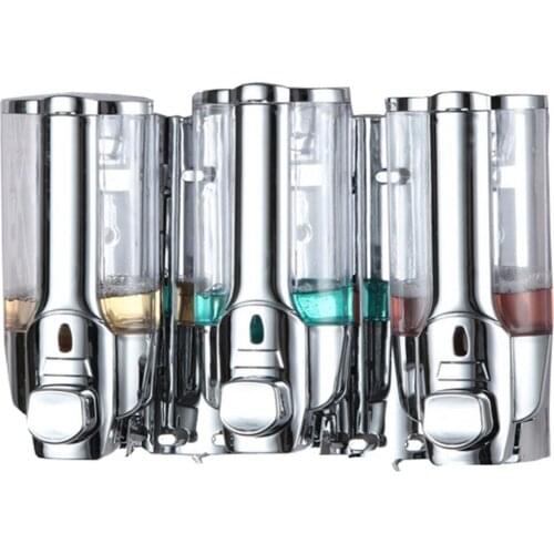 Cheapest Three Soap Dispenser Wall Mounted Soap Shampoo Dispenser Shower Helper For Bathroom Hospital Hotel Supply